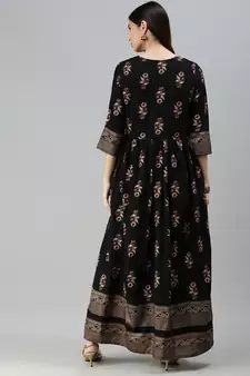 Black Rayon Foil Printed Anarkali Kurta 
