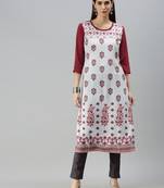 Light Grey Crepe Printed Straight Kurta 
