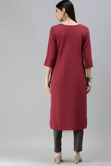 Light Grey Crepe Printed Straight Kurta 