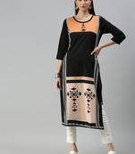 Black Crepe Printed Straight Kurta 