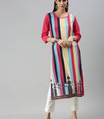 Multicolor Crepe Printed Straight Kurta 