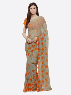 multicolor printed georgette saree with blouse 1