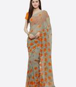 multicolor printed georgette saree with blouse