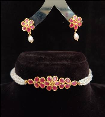 Natural Fresh Water Pearl  Choker Set From Hyderabad With Certificate of Authenticity 1