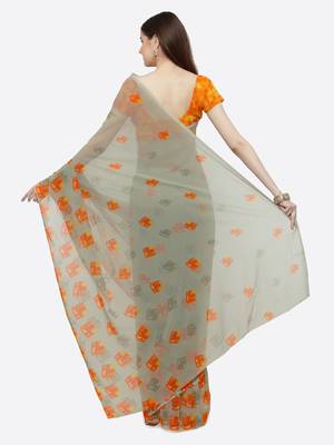 multicolor printed georgette saree with blouse 3
