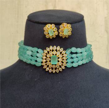 Sky blue cubic zirconia chokers 1
