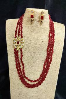 red cubic zirconia necklace-sets