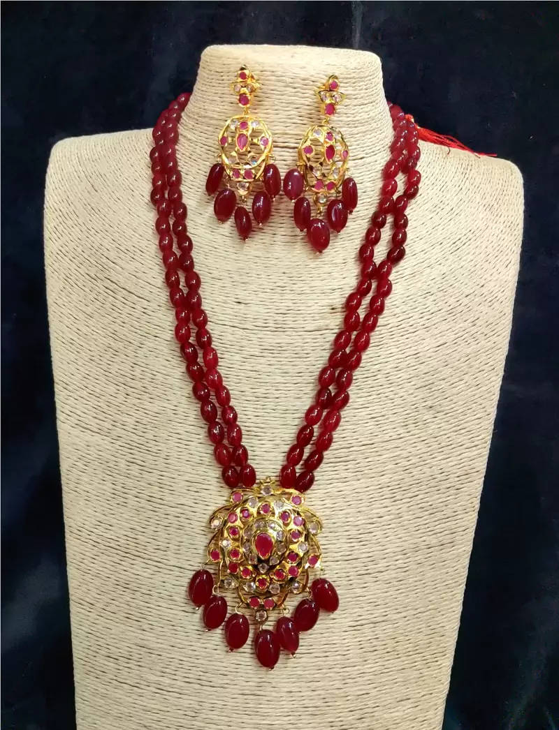 Red cubic zirconia necklace-sets