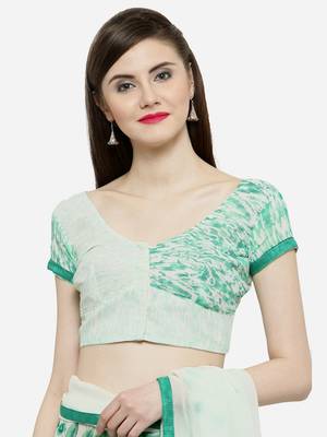white printed georgette saree with blouse 3
