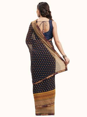 blue printed Georgette saree with blouse 9