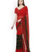 black printed georgette saree with blouse