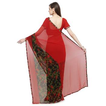black printed georgette saree with blouse 4