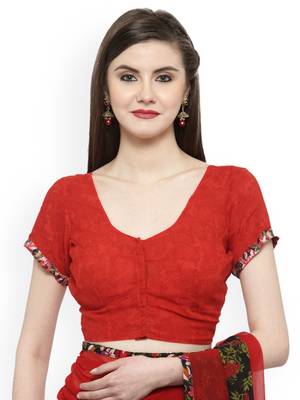 black printed georgette saree with blouse 5