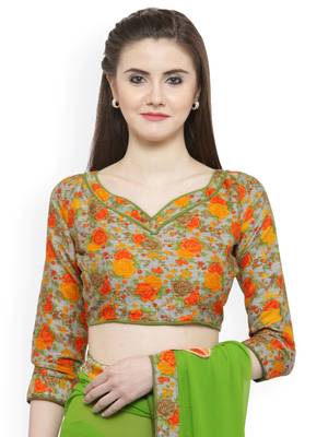 Green embroidered georgette saree with blouse 4