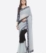 black plain georgette saree with blouse
