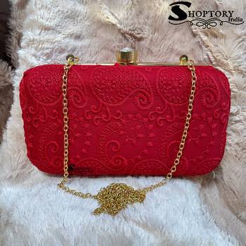 Shoptory India Chicken Kari Embroidery Box Clutch For Women 1