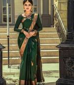 Green Kanjivaram Soft Pure Silk Saree With Blouse Piece