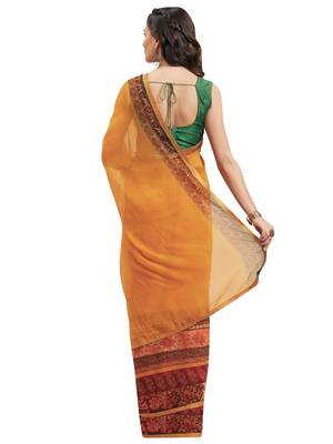 Women's Mustard Georgette Printed Saree 3