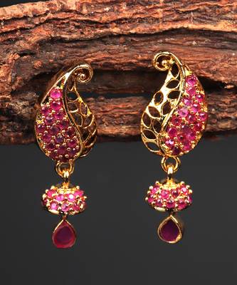 Pink Gold plated Stone Earrings 1