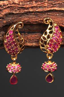 Pink Gold plated Stone Earrings