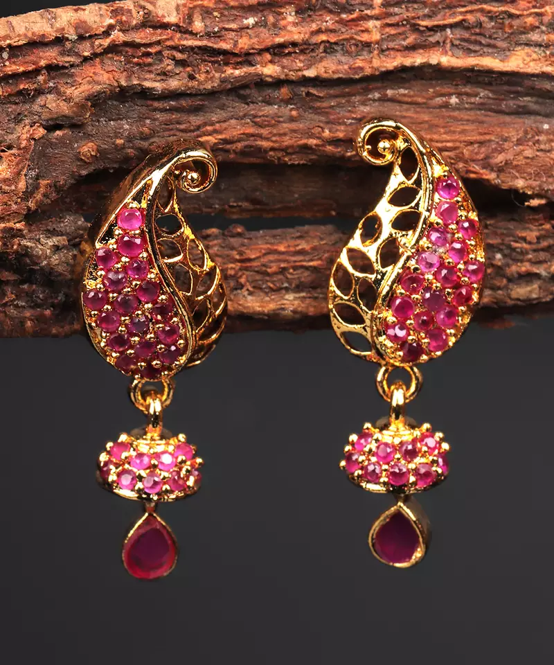 Pink Gold plated Stone Earrings