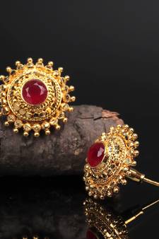 Red Gold plated Stone Earrings