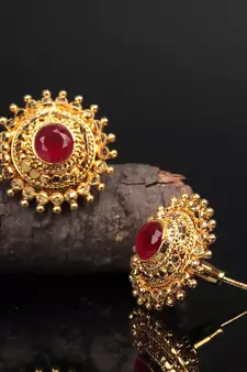 Red Gold plated Stone Earrings