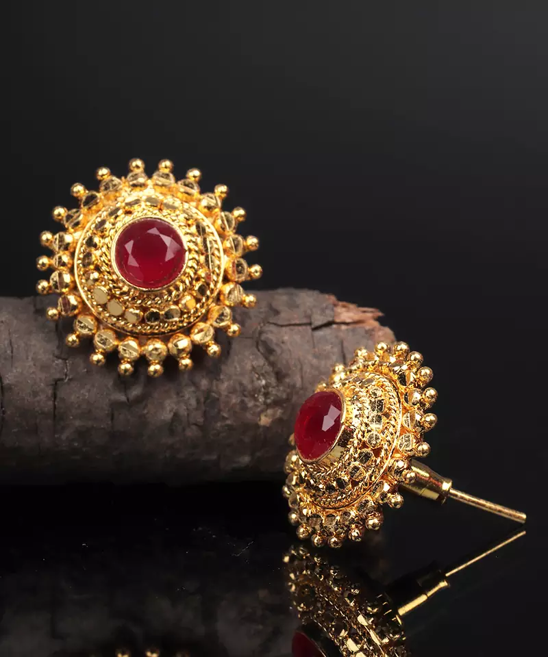Red Gold plated Stone Earrings