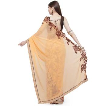 multicolor embroidered georgette saree with blouse 3
