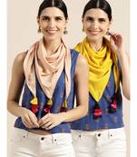 Yellow & Beige Rayon Scarf