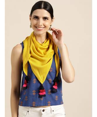 Yellow & Beige Rayon Scarf 2