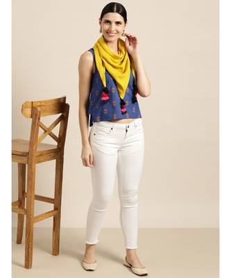 Yellow & Beige Rayon Scarf 3