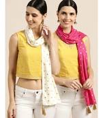 Fuchsia & Off White Foil Rayon Scarf