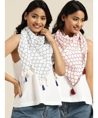 Red Geo Print Scarf & Navy Geo Print Scarf 1
