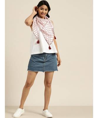 Red Geo Print Scarf & Navy Geo Print Scarf 3