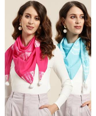 Fuchsia Tie-Dye & Sea Green Tie-Dye Scarf 1