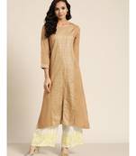 Brown Foil Print Panel Liva Kurta