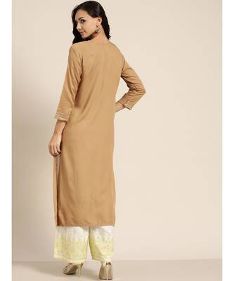 Brown Foil Print Panel Liva Kurta 3