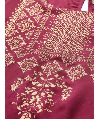 Burgundy Foil Print Liva Kurta 5