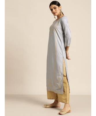 Grey Foil Print Liva Kurta 2