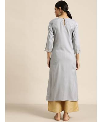 Grey Foil Print Liva Kurta 3