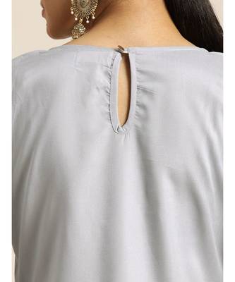 Grey Foil Print Liva Kurta 5