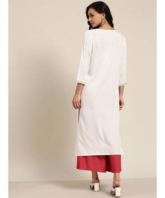 White Zari Embroidered Liva Kurta 3