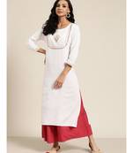 White Bodice Zari Embroidered Liva Kurta