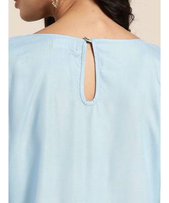 Sea Green Bodice Zari Embroidered Liva Kurta 5