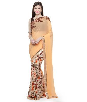 multicolor embroidered georgette saree with blouse 1