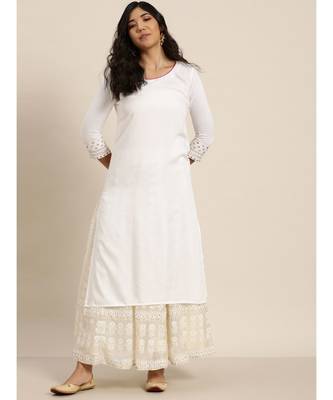White Sleeve Embroidered Liva Kurta 1