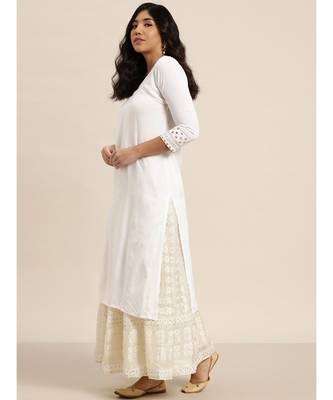 White Sleeve Embroidered Liva Kurta 2
