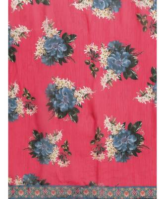 Blue Kurta and Pants With Floral Chiffon Dupatta 5