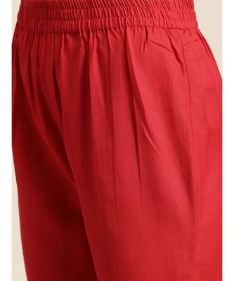 Red Kurta and Pants With Floral Chiffon Dupatta 5